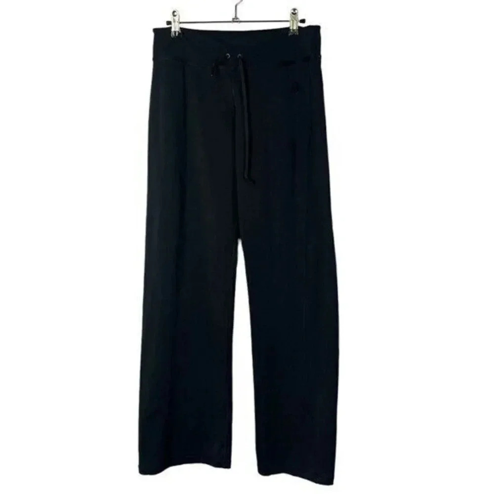 Adidas Black Wide Leg Mid Rise Athletic Pants M